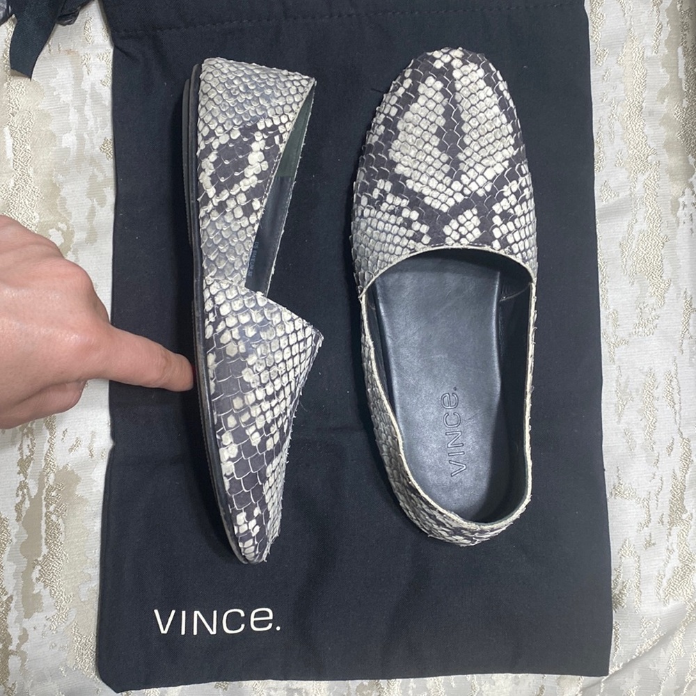 Vince snakeskin loafers